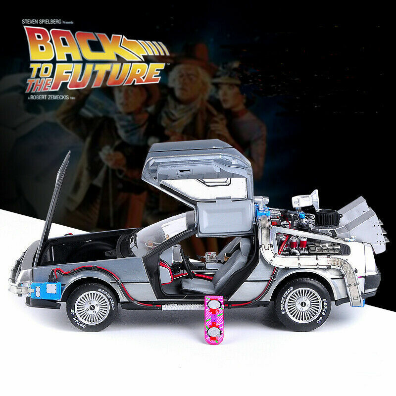 Back to the Future HOT WHEELS ELITE Time Machine w/Hover Board 1/18 scale diecast car