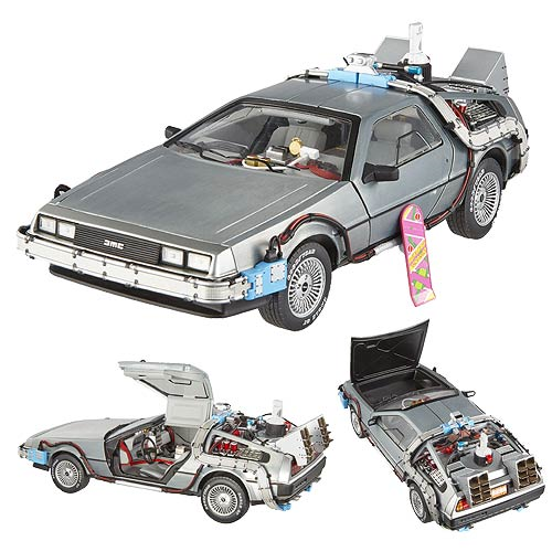 Back to the Future HOT WHEELS ELITE Time Machine w/Hover Board 1/18 scale diecast car