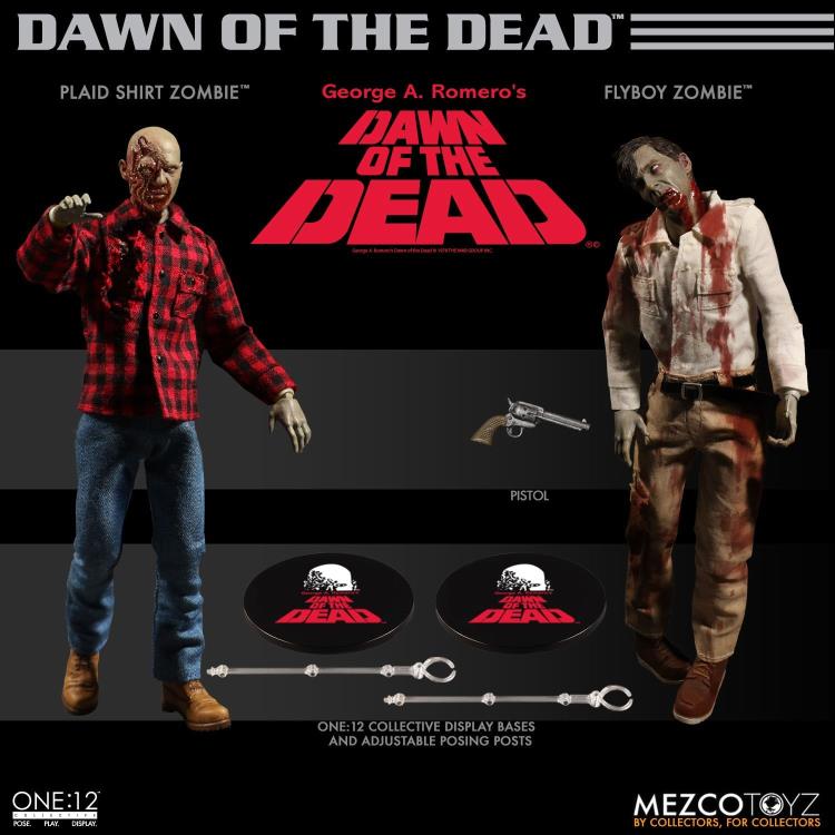 Dawn of the Dead One:12 Collective boxed action figure set Plaid Shirt & Flyboy Zombie
