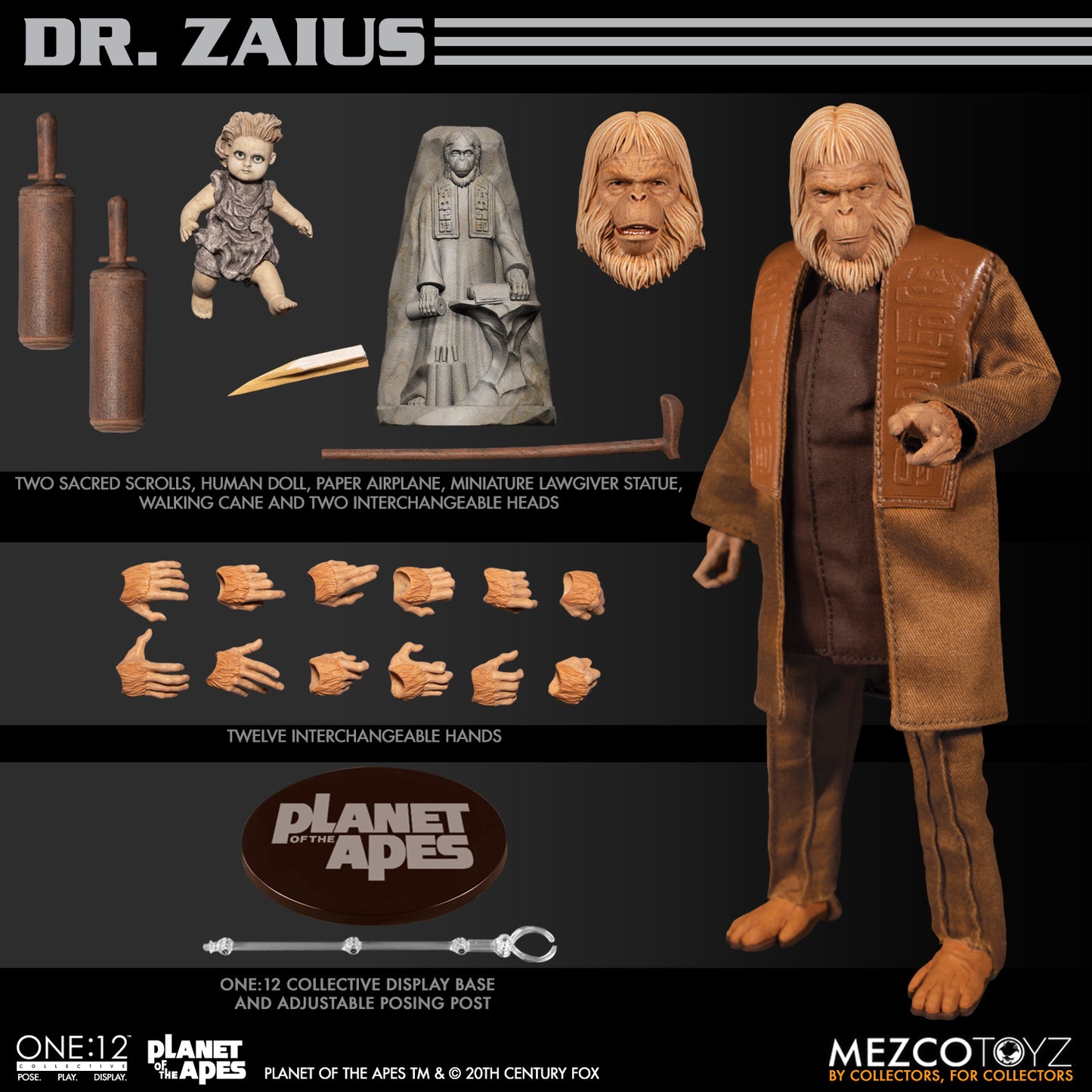One:12 Collective Planet of the Apes Dr Zaius action figure