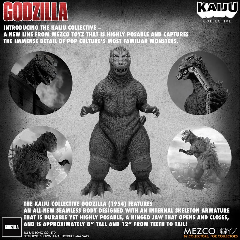 Godzilla B&W (1954) KAIJU Collective action figure by Mezco