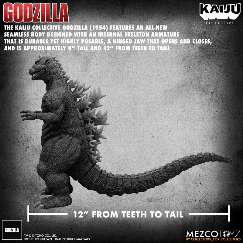 Godzilla B&W (1954) KAIJU Collective action figure by Mezco